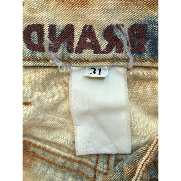 00s Y2K G Brand G Sword Flare Jeans Womens 28" Bleached Denim Low Rise Lace Up - Picture 2 of 8